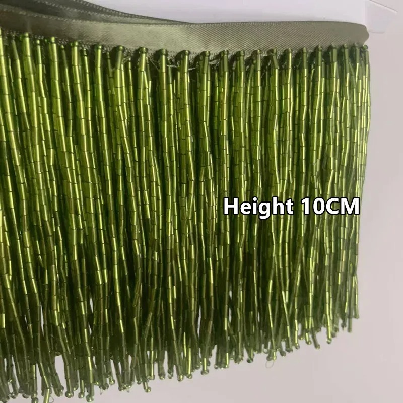 Beaded Trim Fringe - 10 センチメートルシルバーレッドビーズチューブタッセルドレスアクセサリーレーストリムウェディングとイブニングドレスビーズ装飾 RS3052