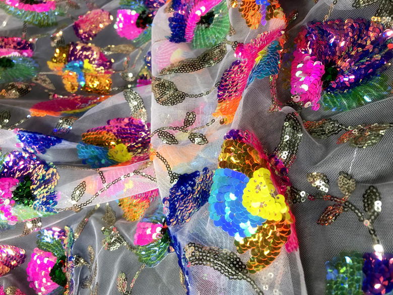 カラフルなスパンコールのついた儀式用ドレス,きらびやかなメッ - Crystal Mesh Fabric のレビューと価格