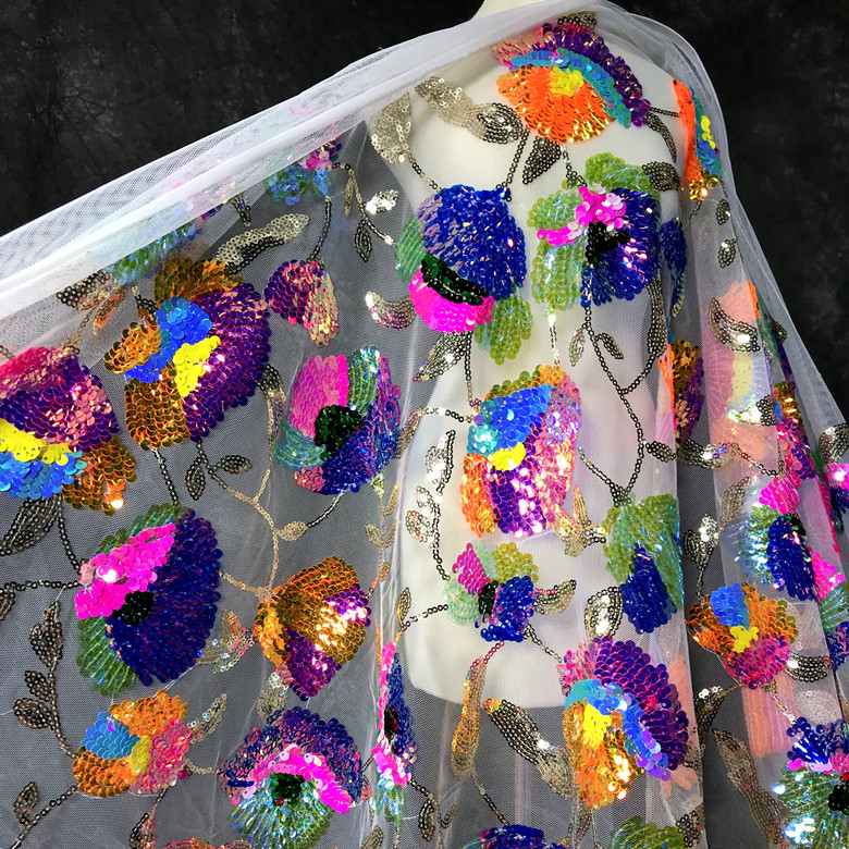 カラフルなスパンコールのついた儀式用ドレス,きらびやかなメッ - Crystal Mesh Fabric のレビューと価格