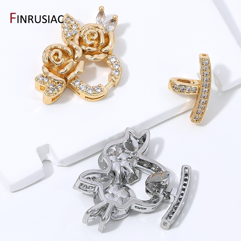 14K金メッキ真鍮ジルコンフラワーパールクラスプ、多列留め具 - Embellishment Crafts のレビューと価格