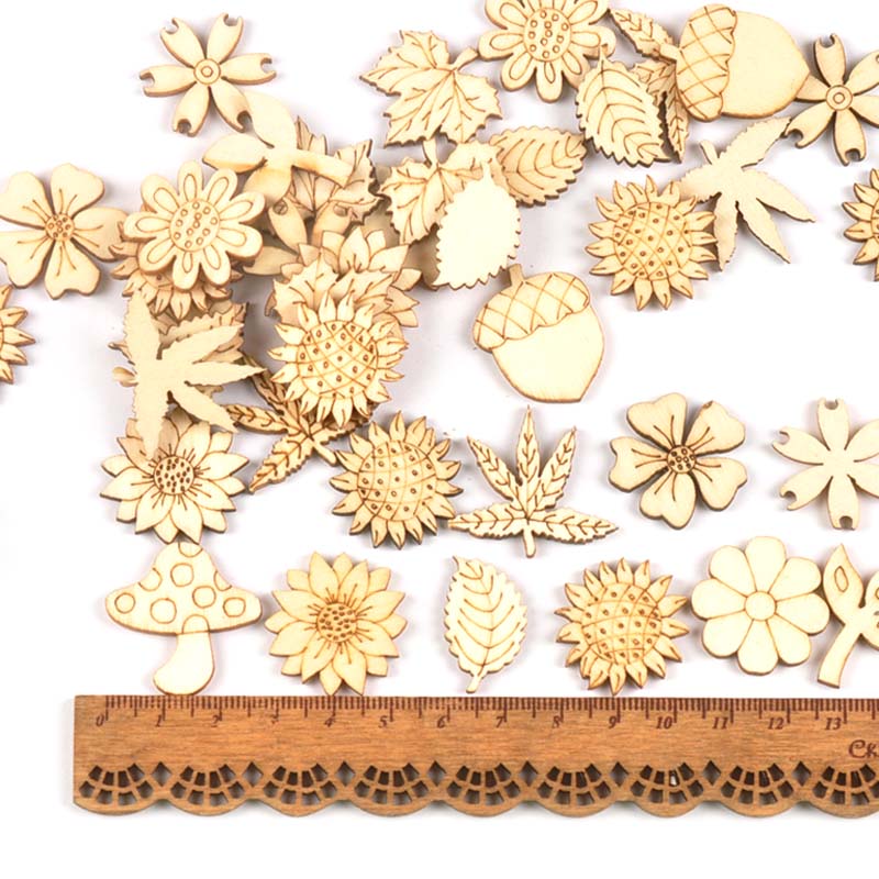 天然木のdiyアクセサリー、ひまわりと草、スクラップブッキン - Craft Embellishment のレビューと価格