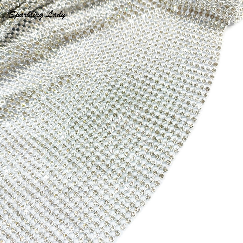 3MMファッションメタルラインストーン生地、キラキラ輝くアル - Crystal Mesh Fabric のレビューと価格