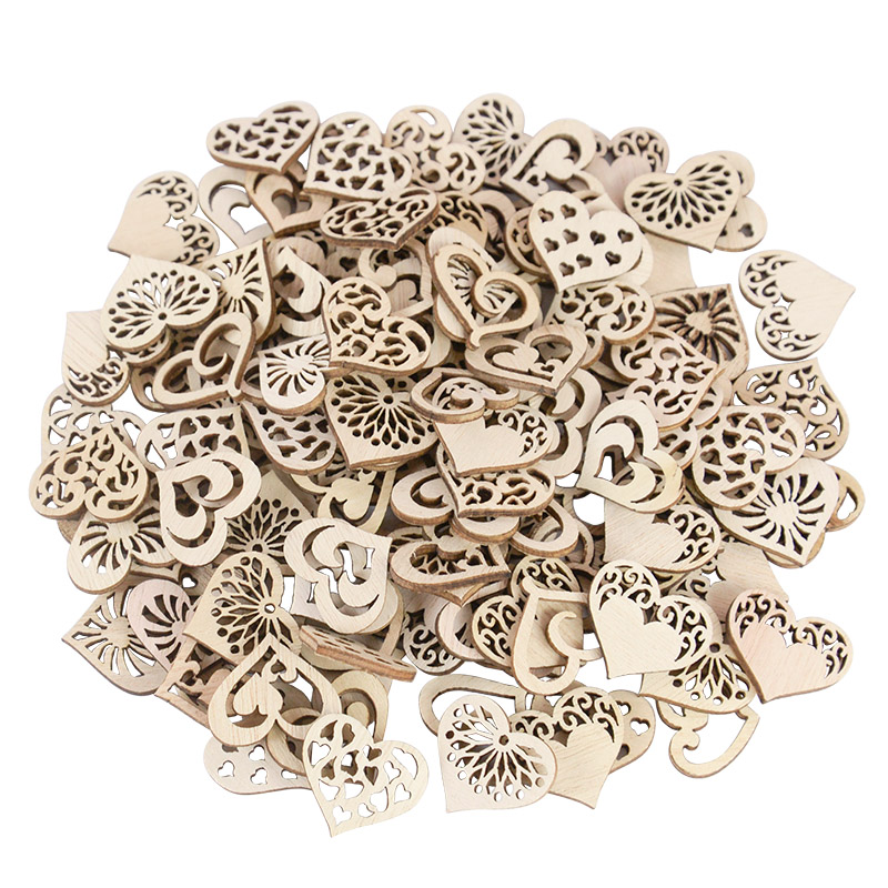 50/100 個中空ハートパターン小さな天然木製スライススク - Craft Embellishment のレビューと価格