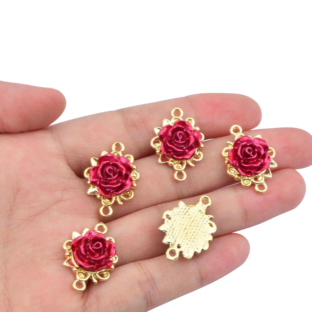 5/10 個ローズチャーム 3D ローズフラワーコネクターバ - Embellishment Crafts のレビューと価格