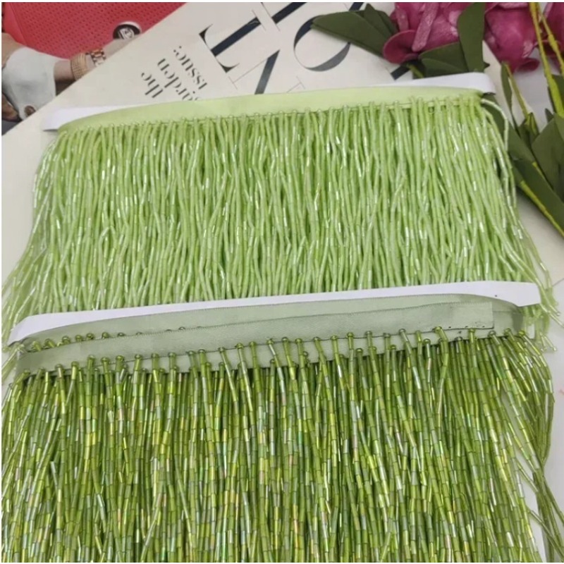 10 センチメートルシルバーレッドビーズチューブタッセルドレ - Beaded Trim Fringe のレビューと価格